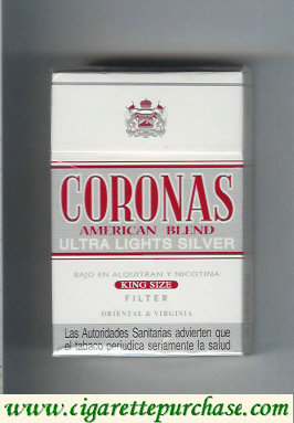 Coronas Ultra Lights Silver cigarettes American Blend